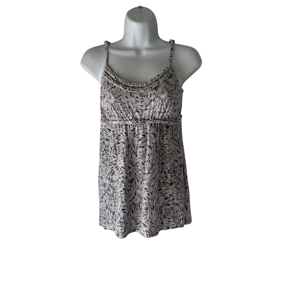 Aventura Tank Top Medium‎ Gray Purple Swirl Print Sleeveless Babydoll Y2k Style